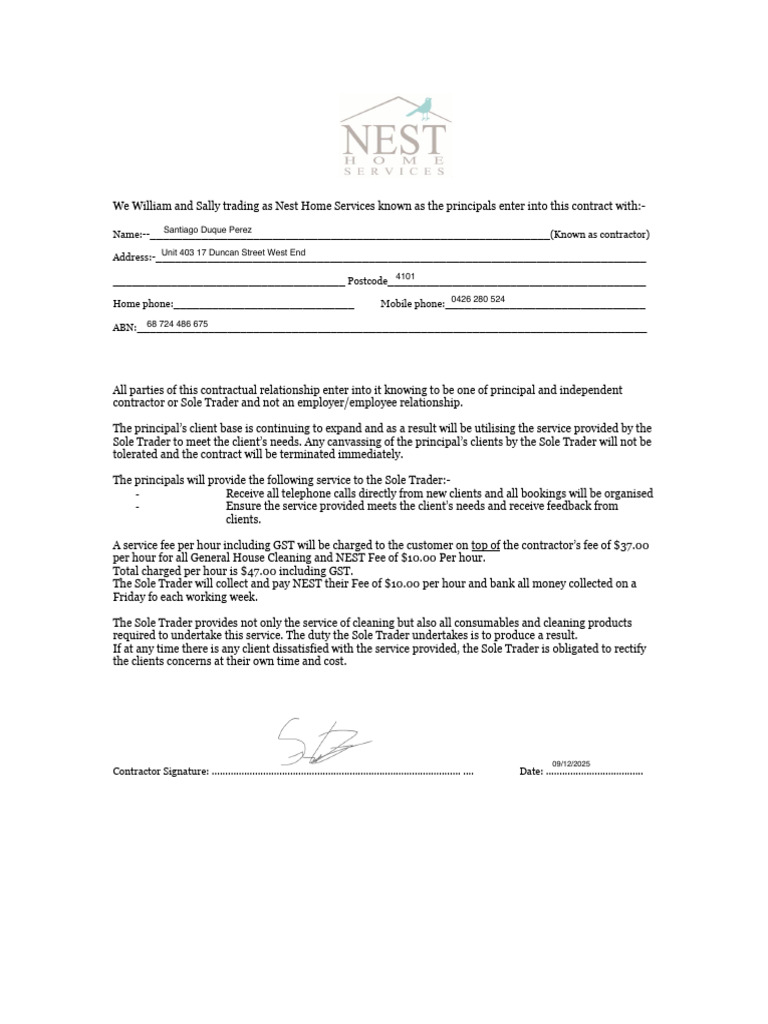 Forms Nest Home Services | PDF | Fee | Sole Proprietorship