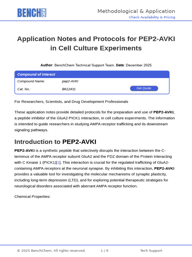 Application Notes and Protocols For PEP2 AVKI in Cell Culture ...