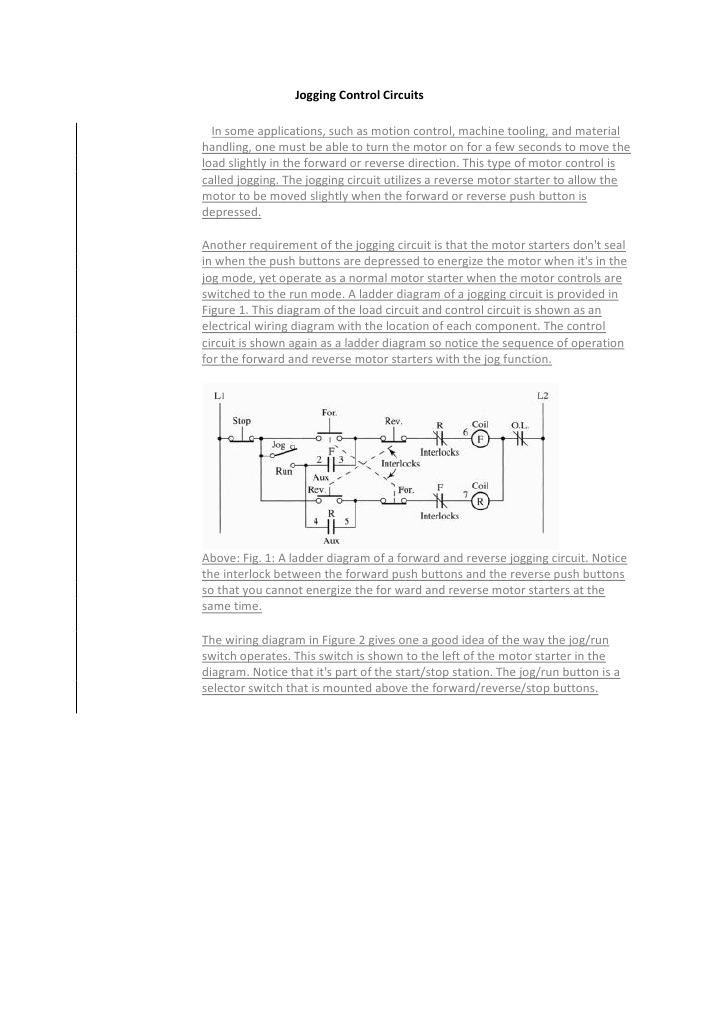 Jogging Control Circuits Switch Components