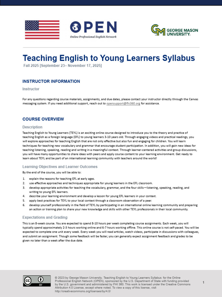 TEYL Syllabus OC | PDF | English As A Second Or Foreign Language ...