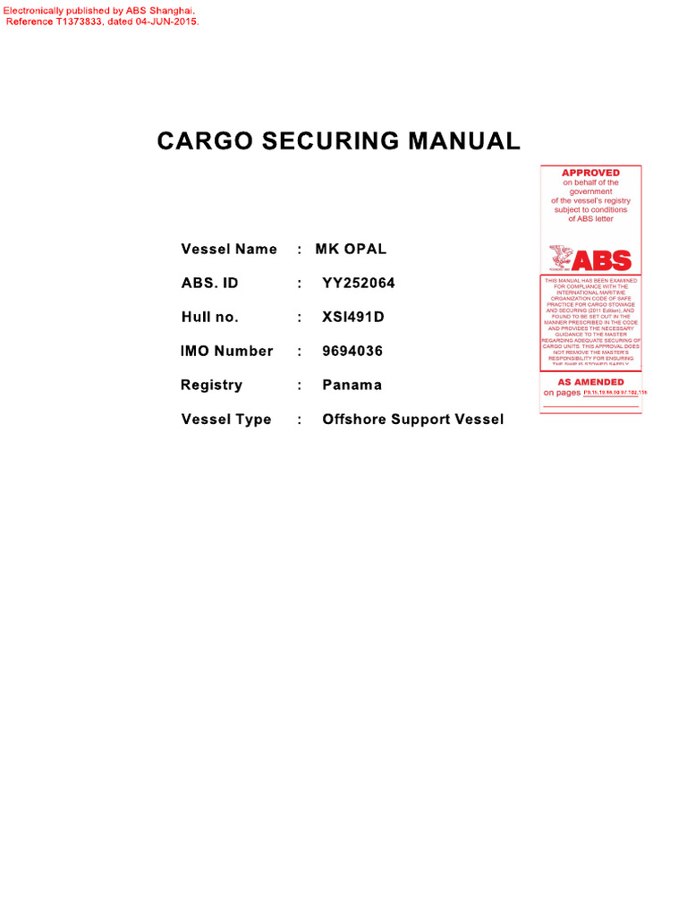 Layla (Ex Opal) Cargo Securing Manual Pages 1-50 | PDF