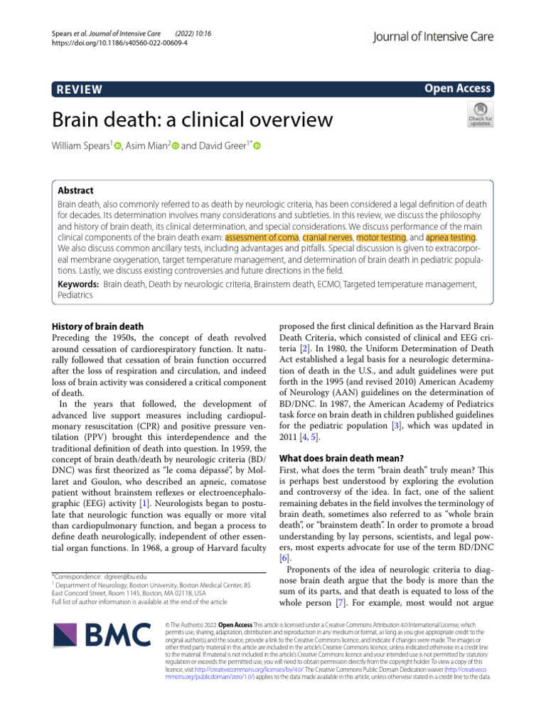 2022 brain death | PDF | Death | Medical Specialties
