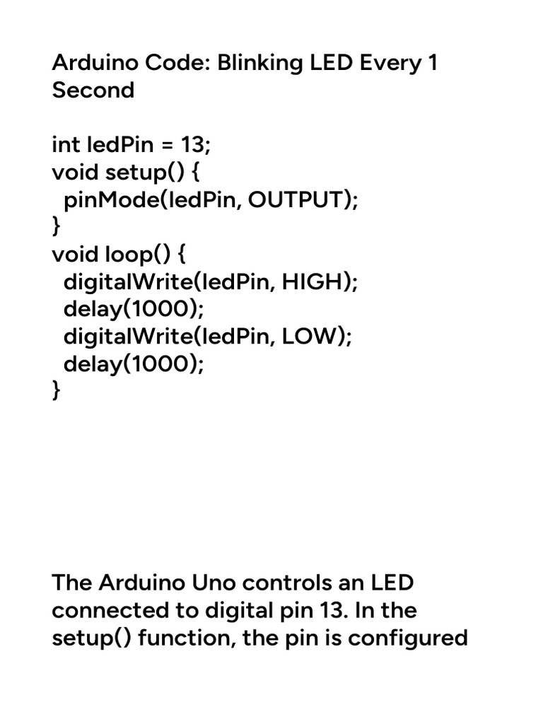 Arduino LED Blinking Code Example | PDF
