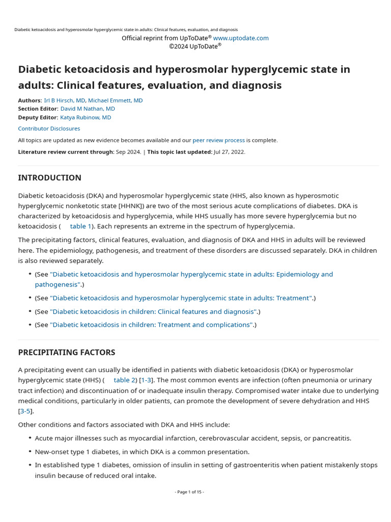 DKA and HHS in Adults: Diagnosis Guide | PDF | Hyperglycemia | Diabetes