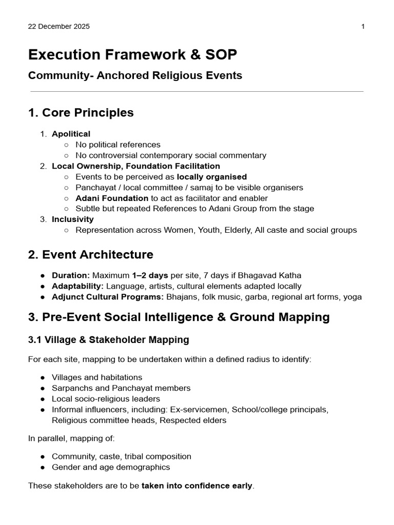 Community Religious Event Framework | PDF