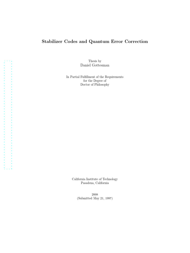 Stabilizer Codes in Quantum Error Correction | PDF | Quantum Computing ...