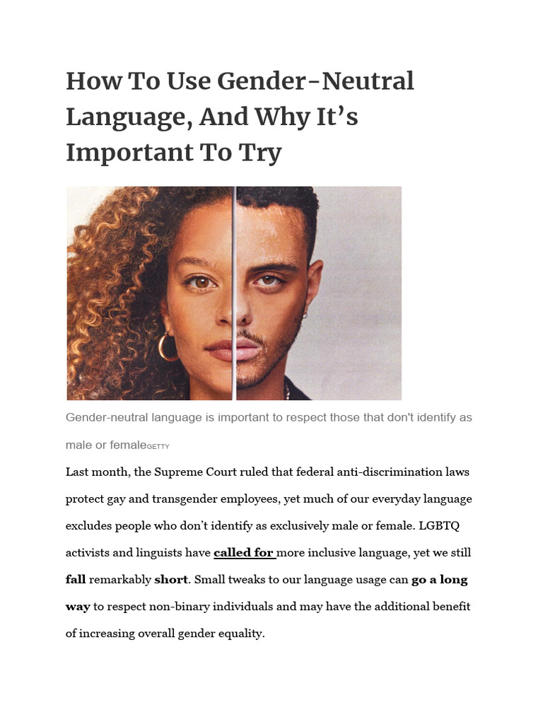 Using Gender-Neutral Language Effectively | PDF | Grammatical Gender ...