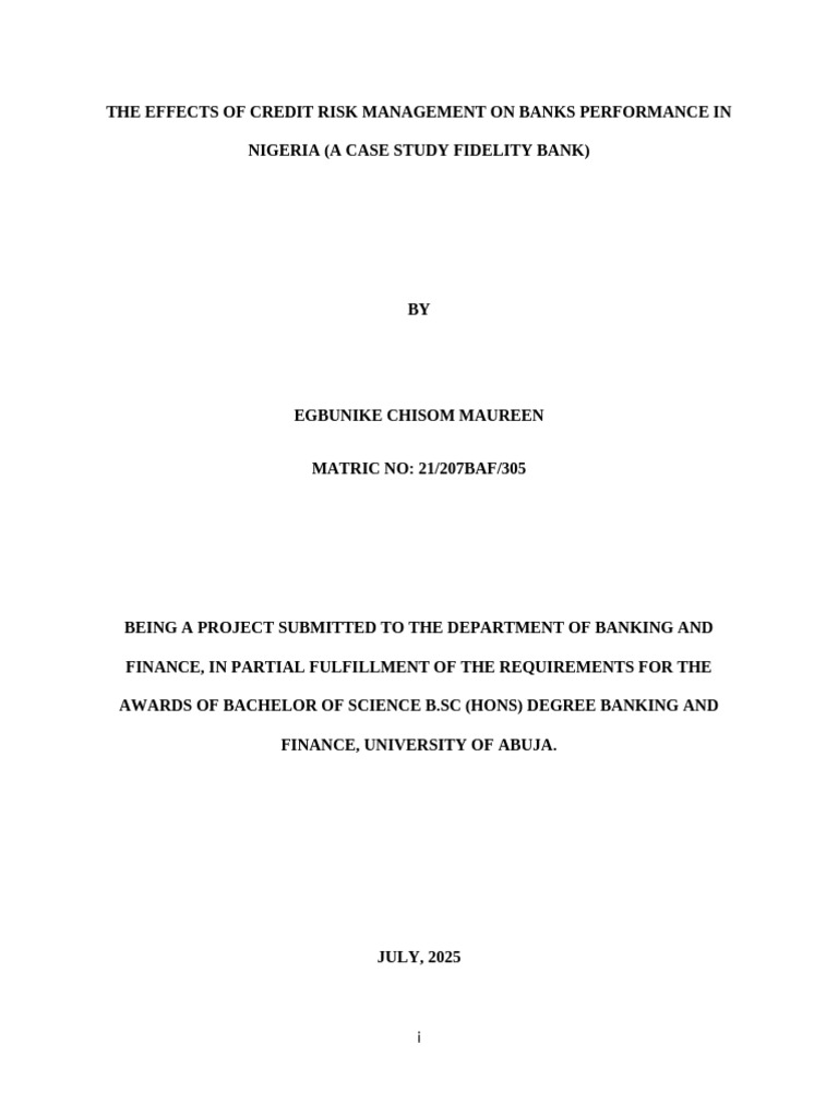 Credit Risk Management Impact on Banks | PDF | Financial Risk | Credit Risk