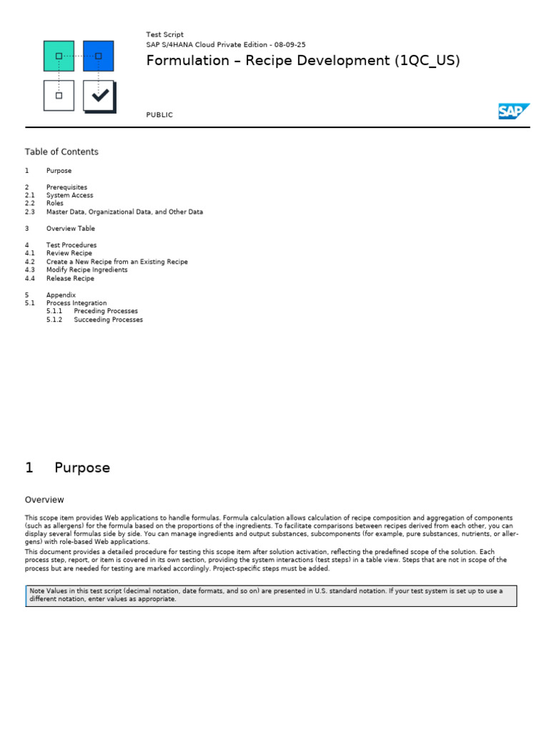 SAP S/4HANA Recipe Development Test | PDF | Specification (Technical ...