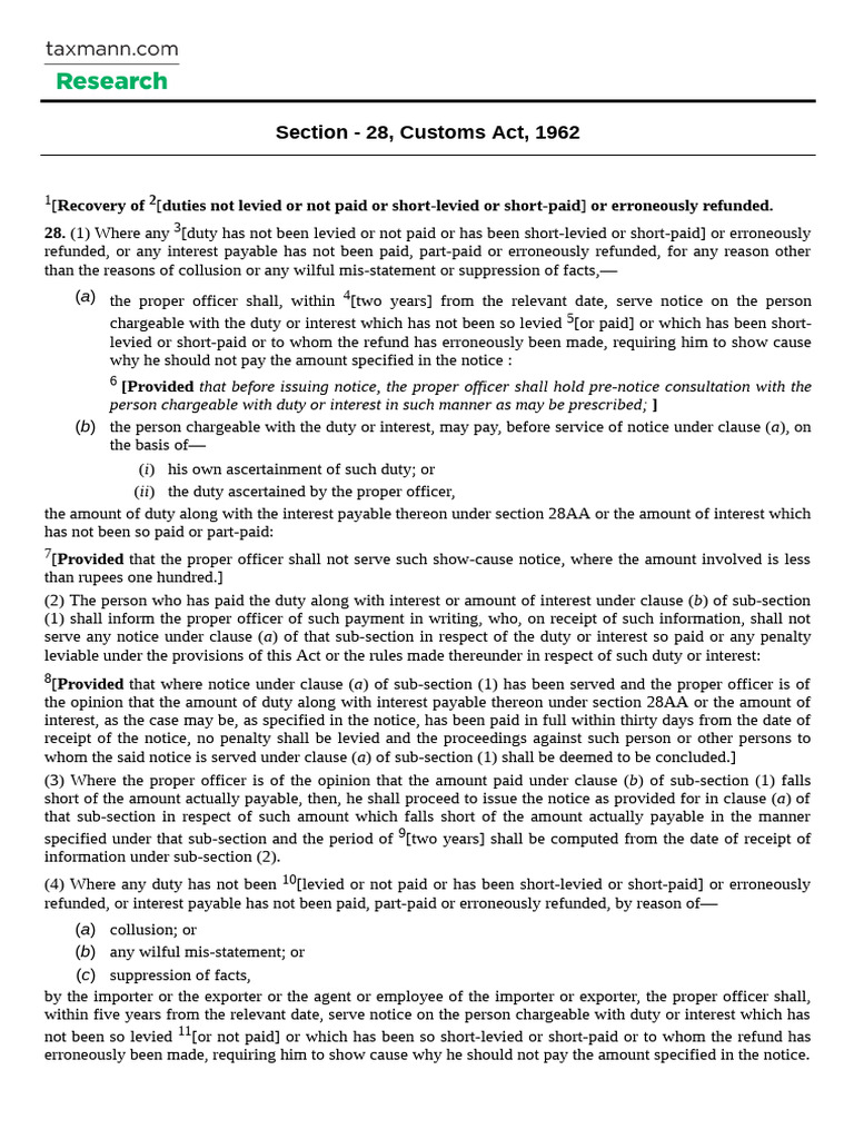 Customs Act 1962: Duty Recovery Procedures | PDF | Interest | Justice