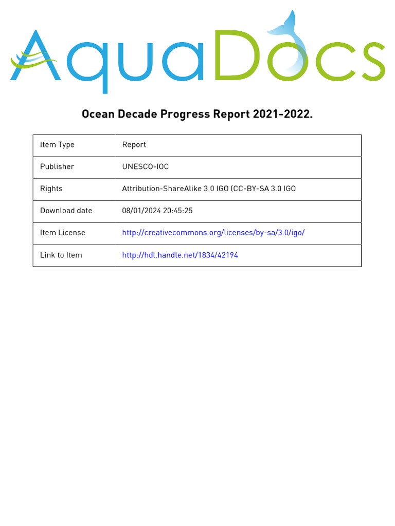 Ocean Decade Progress Report 2021-2022 | PDF | Physical Geography ...