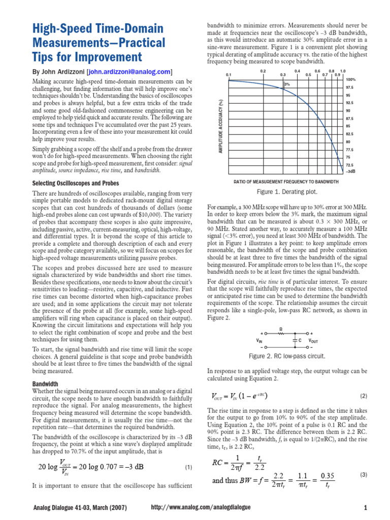 High-Speed Time-Domain Measurement Tips | PDF | Bandwidth (Signal ...