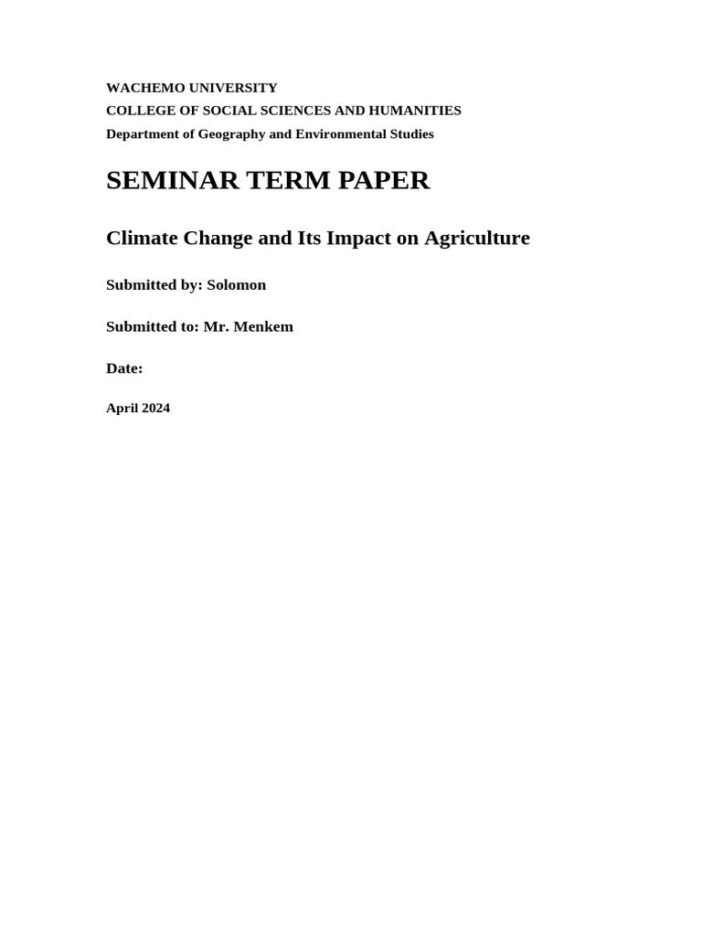 Seminar Sample Term Paper | PDF | Agriculture | Sustainable Agriculture