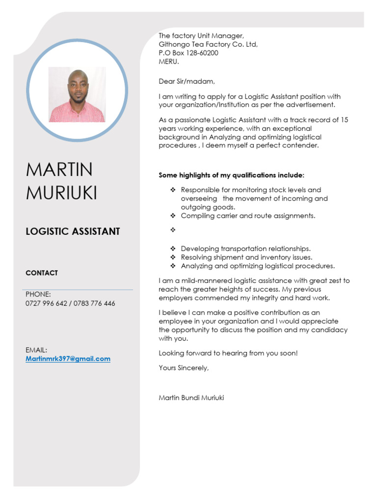 Martin Driver Cover Letter 2025 | PDF