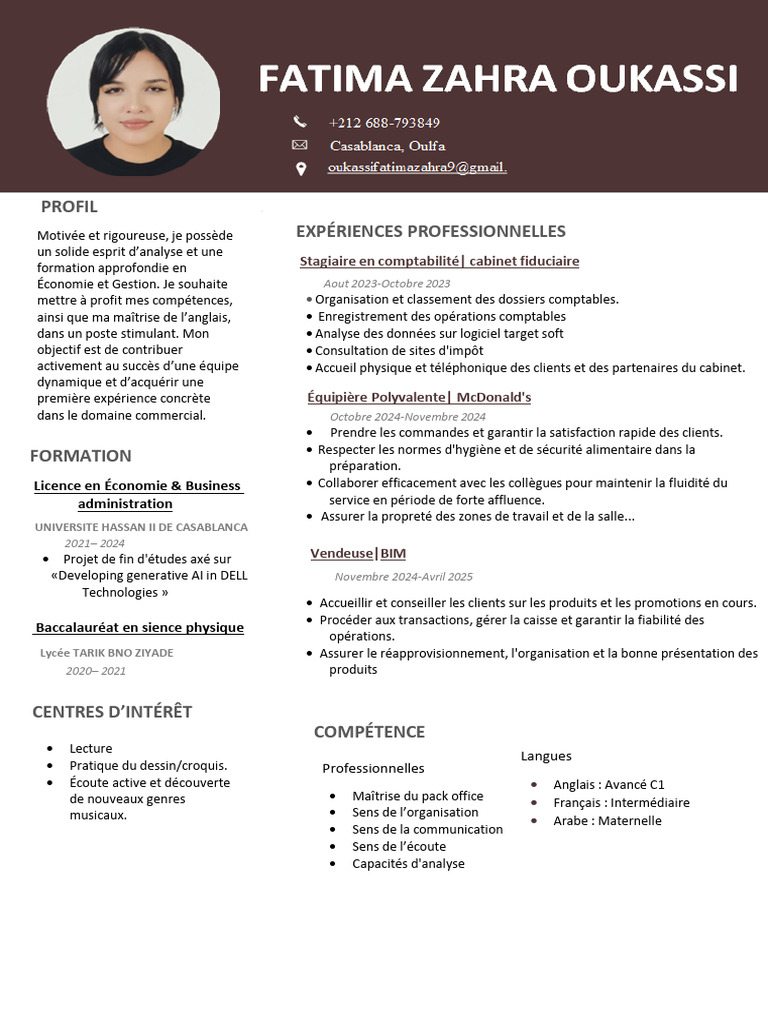 CV Fatima Zahra Oukassi 44 | PDF