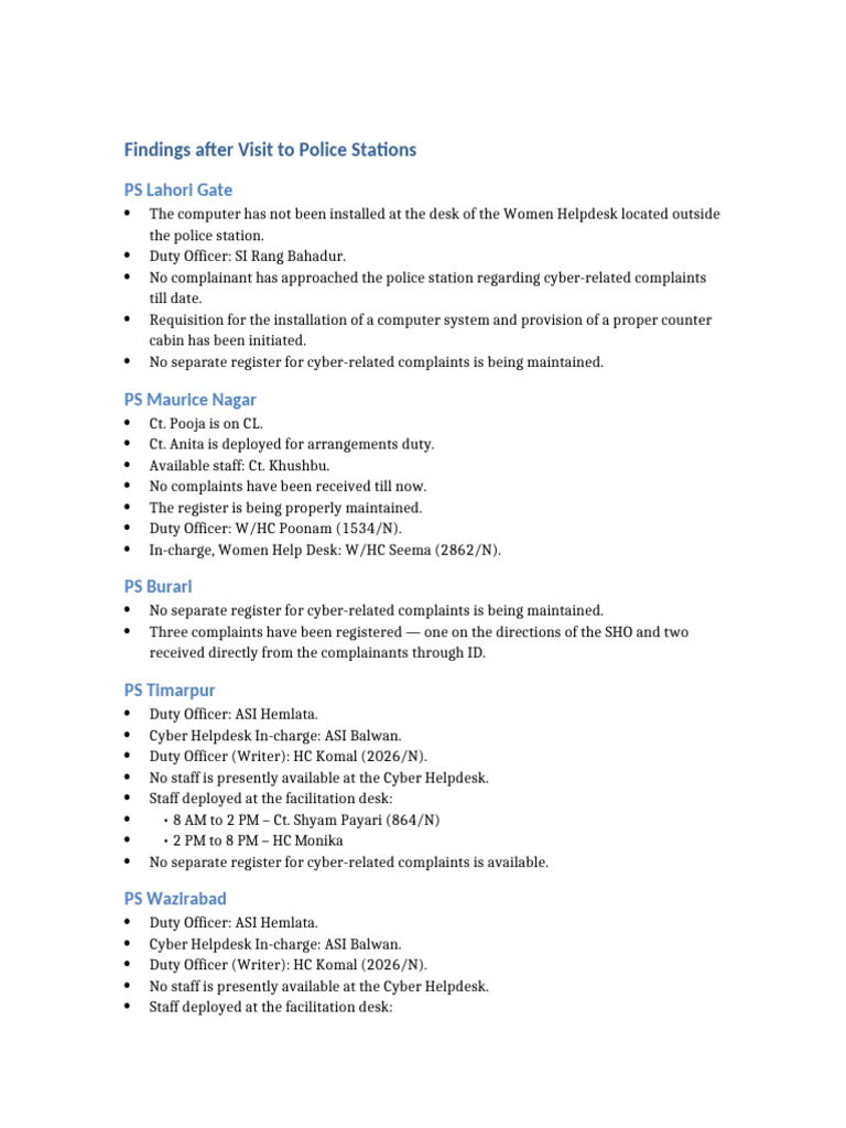 Police Station Cyber Complaint Findings | PDF