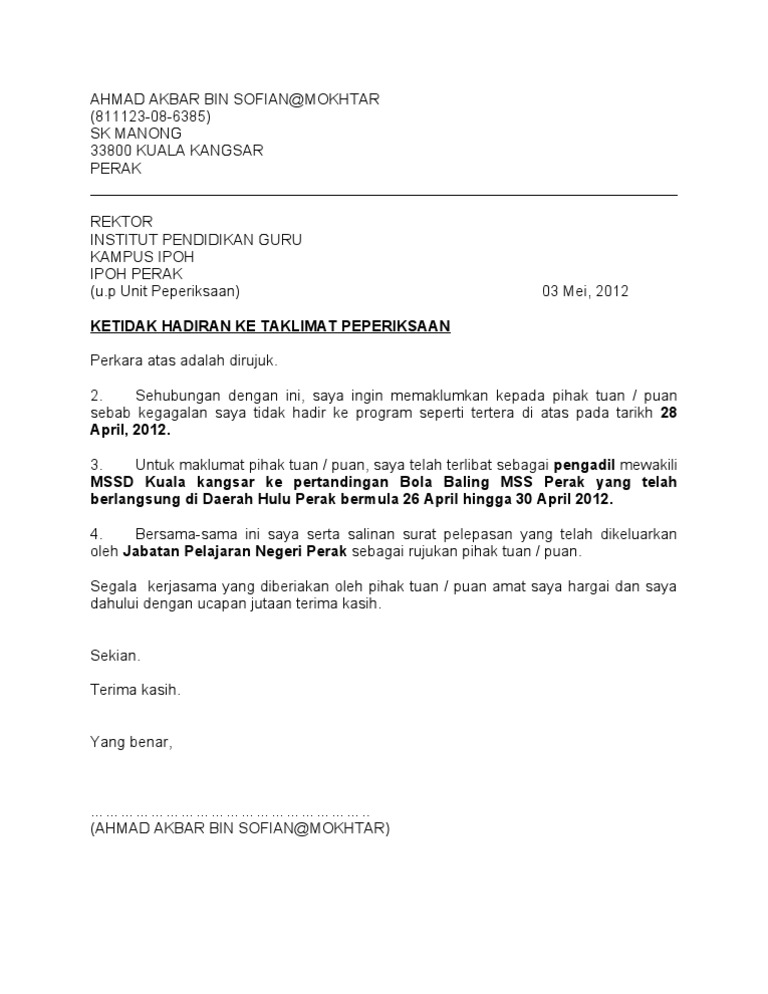 Surat Tunjuk Sebab Pdf