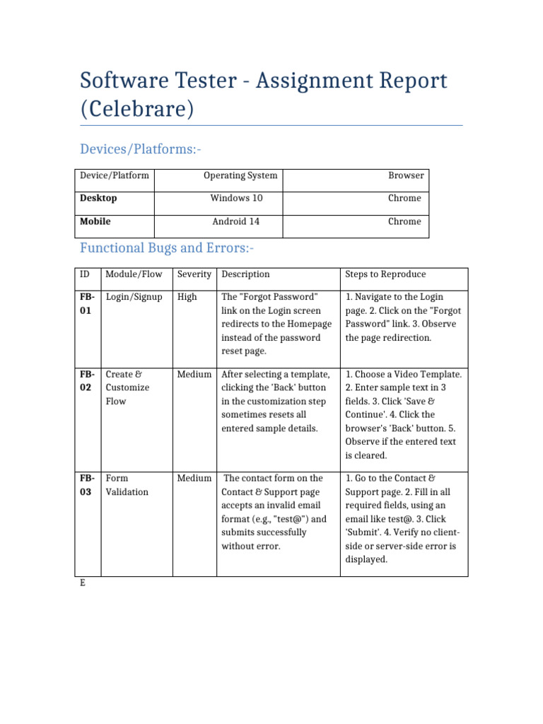 Celebrare Testing Report | PDF | Graphical User Interfaces | Password