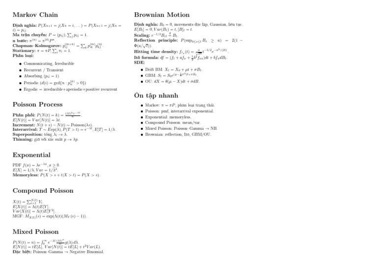 Cheatsheet Random Models | PDF