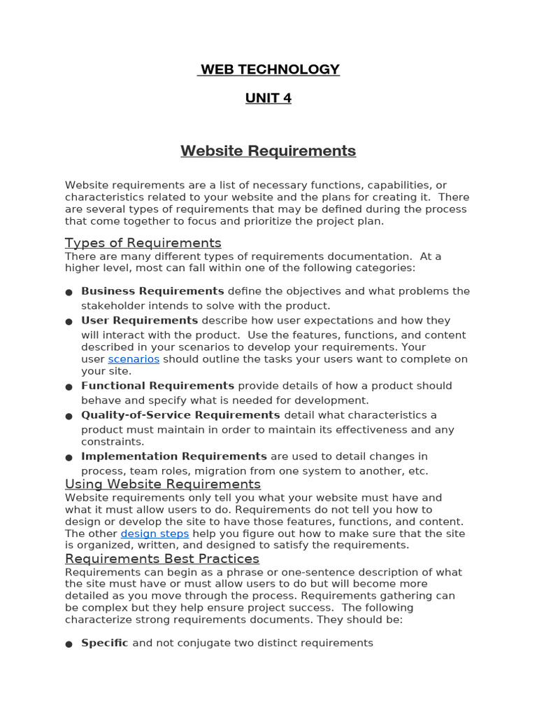 Website Planning and Requirements Guide | PDF | Websites | World Wide Web