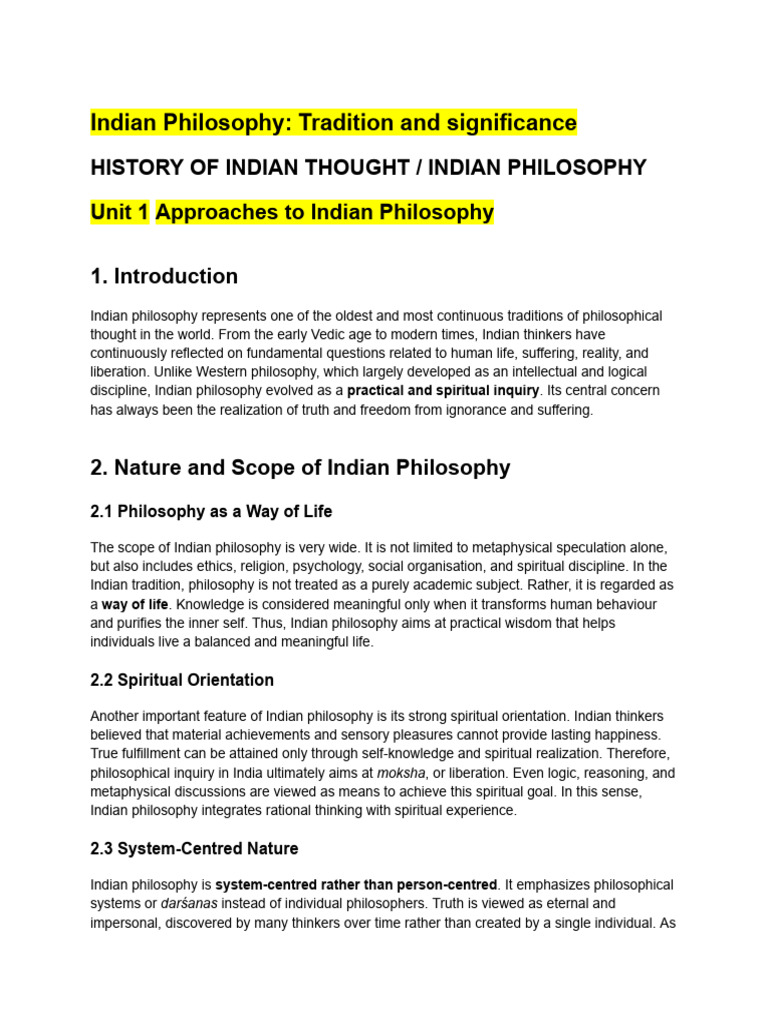Overview of Indian Philosophy Concepts PDF Brahman Indian Philosophy