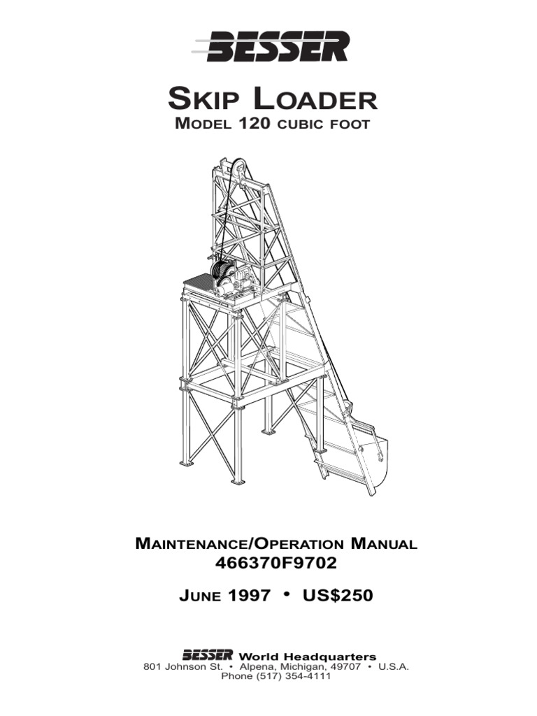 120 Cu Ft Skip Loader Manual | PDF | Motor Oil | Electricity