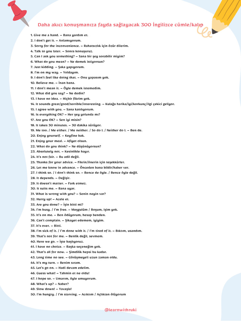 300 İngilizce Kalıp | PDF