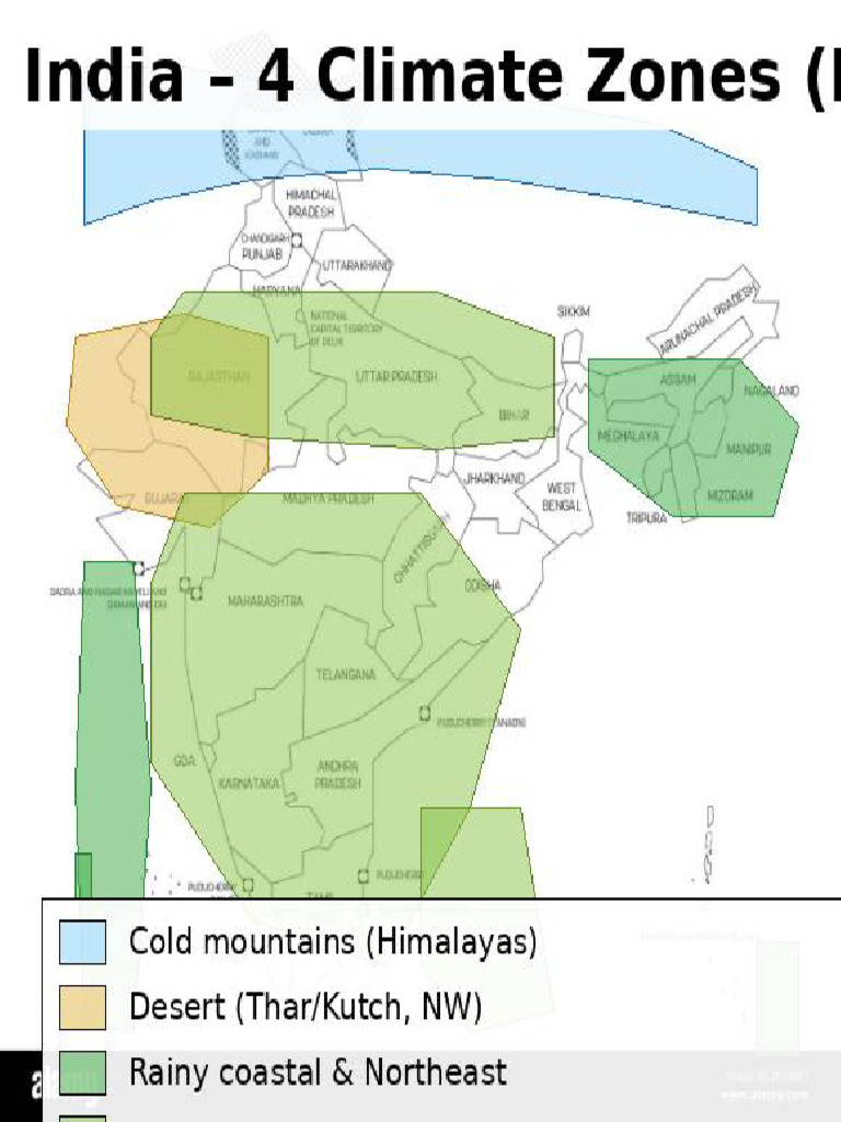 India 4 Zone Climate Map Full | PDF