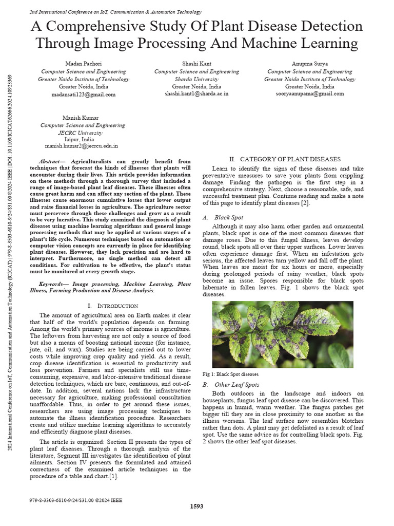 A Comprehensive Study of Plant Disease Detection Through Image ...