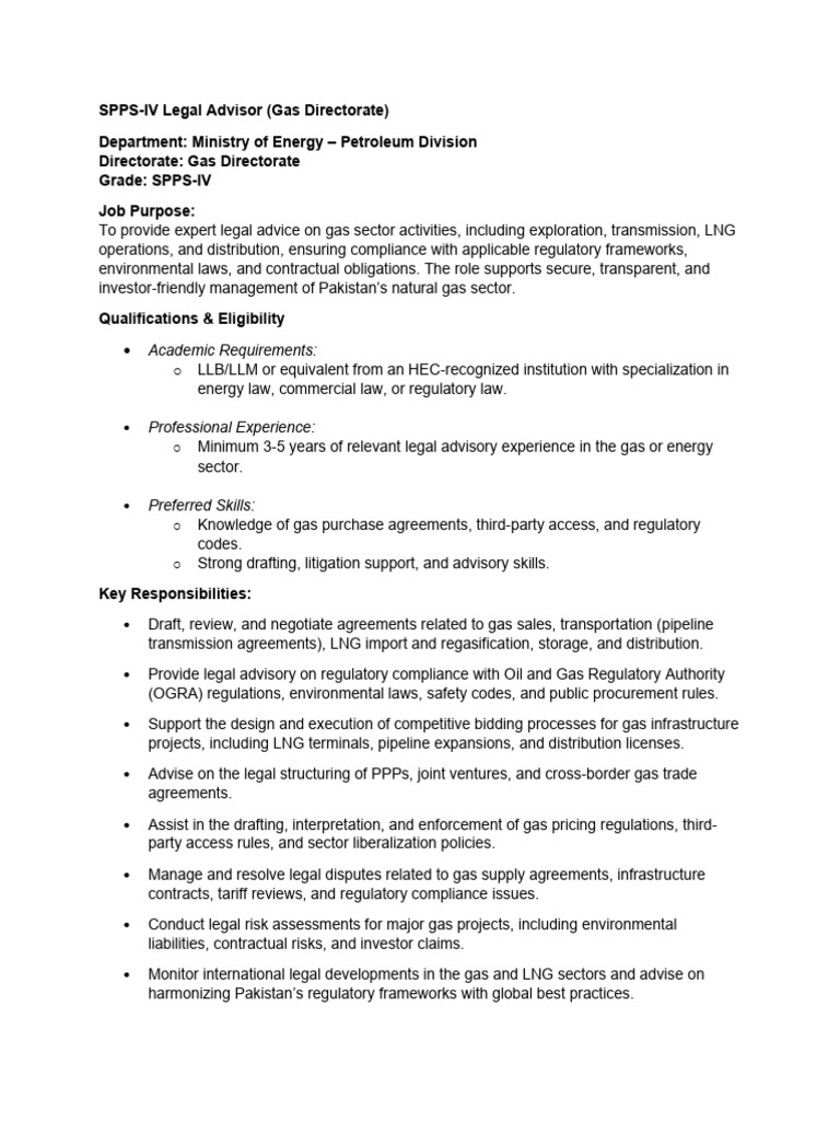 Legal Advisor Role in Gas Sector | PDF | Natural Gas | Liquefied ...