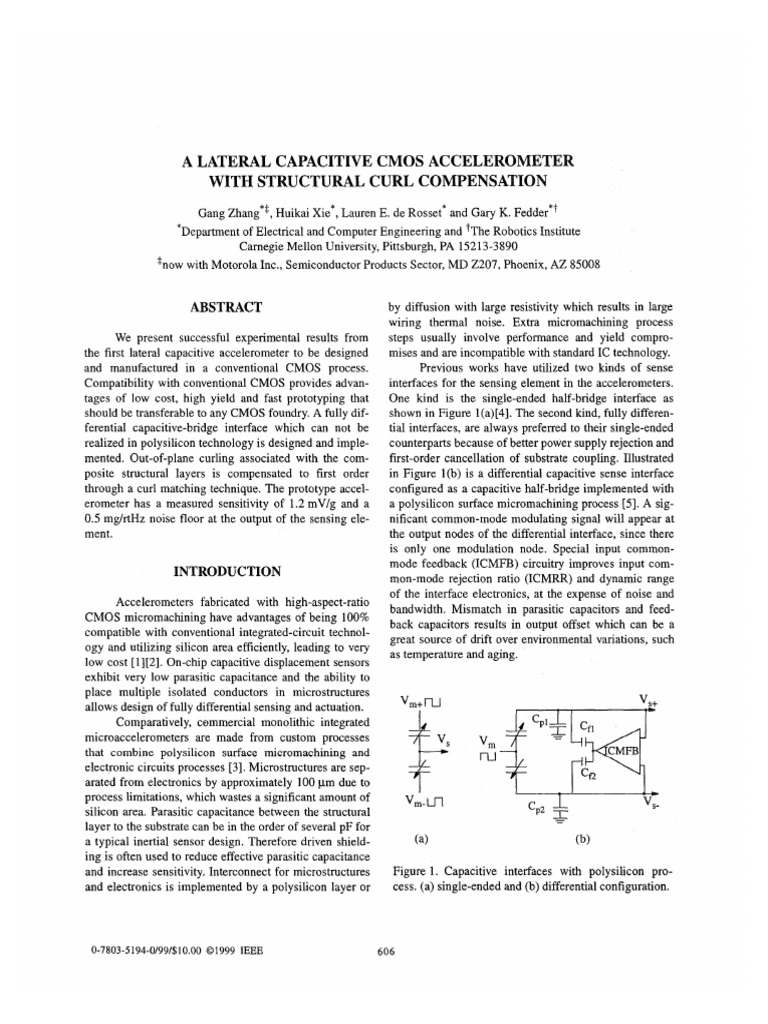 A Lateral Capacitive CMOS Accelerometer With Structural Curl ...