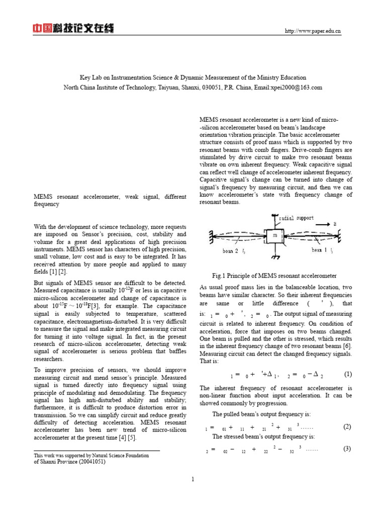 MEMS Resonant Accelerometer Circuit Design | PDF | Accelerometer ...