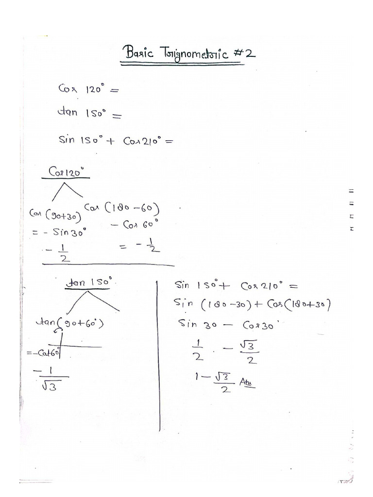 Trigonometry Note 2 | PDF