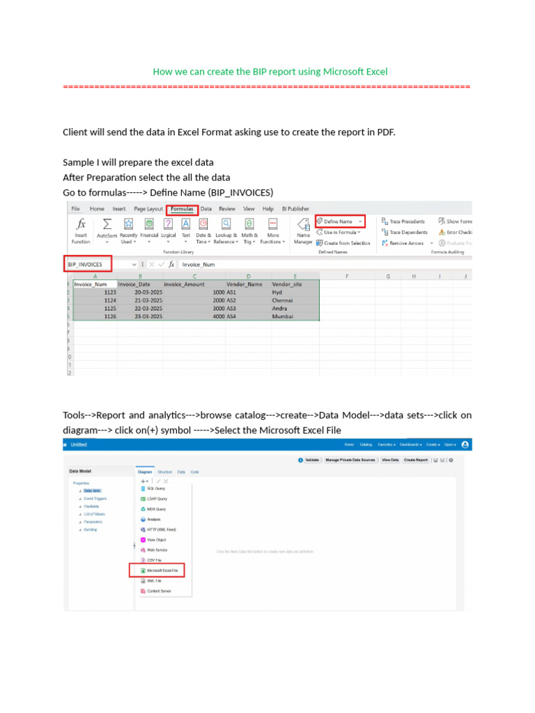 Create BIP Report in Excel Guide | PDF