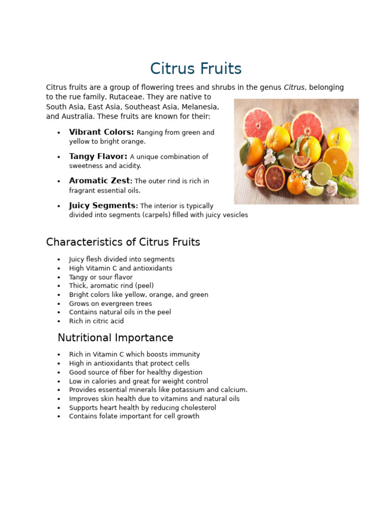 Citrus Fruits | PDF | Citrus | Orange (Fruit)