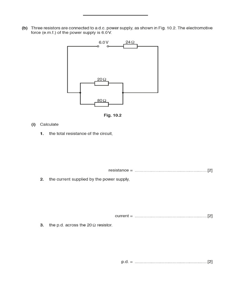 DC Circuit Worksheet for Q2 | PDF