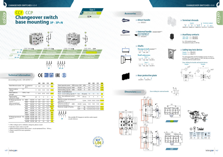 Changeover Switches Technical Specs | PDF | Alternating Current | Switch