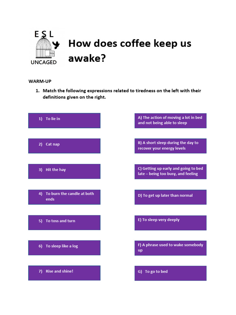 How Does Coffee Keep Us Awake - ESL Uncaged | PDF | Caffeine | Coffee