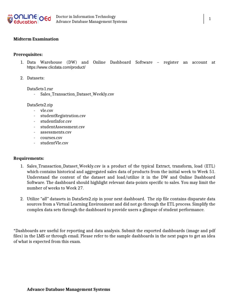 Midterm Exam: Advanced Database Management | PDF