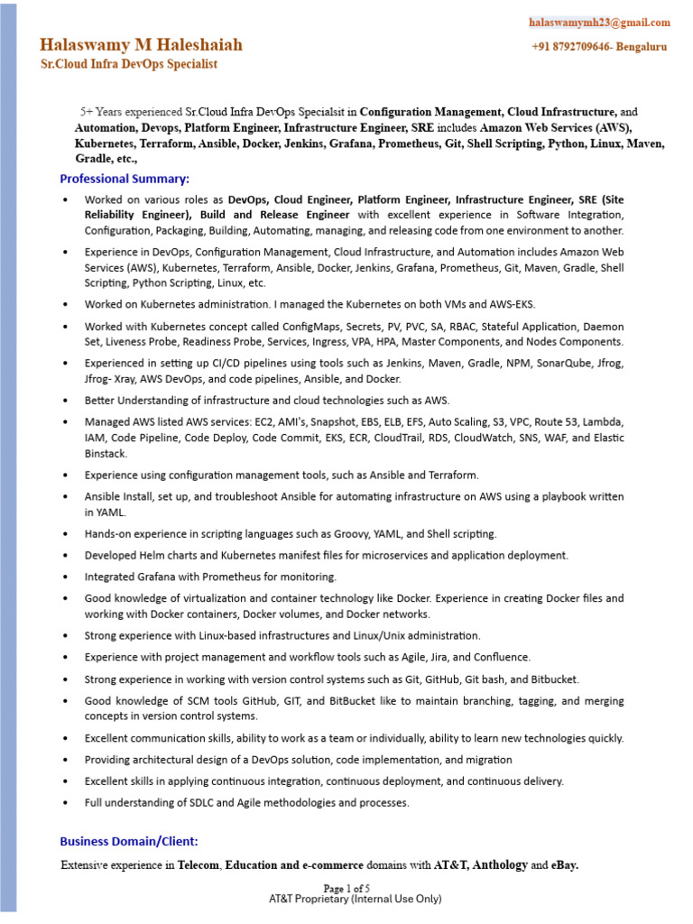 Senior Cloud DevOps Specialist Resume | PDF | Software | Information ...
