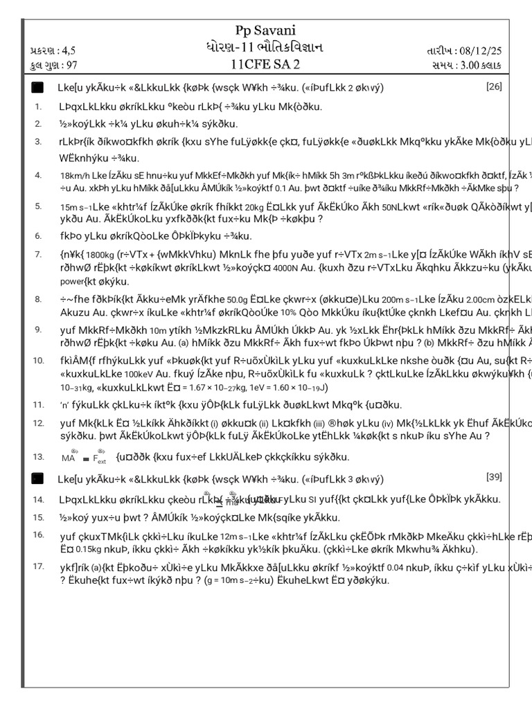 Physics Problem Set and Solutions | PDF