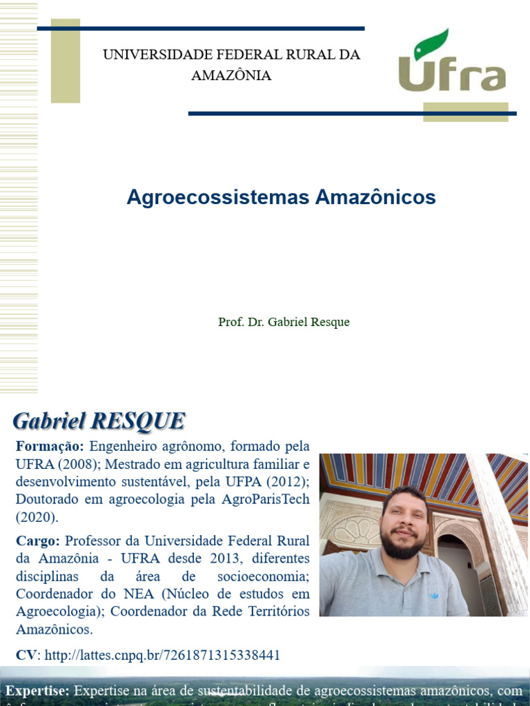 Aula 0 - Apresentao Da Disciplina AgrAm - Agr | PDF | Agroecologia