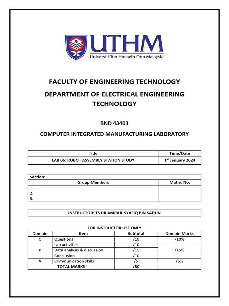 Robot Assembly Station Lab Report | PDF | Engineering | Robot
