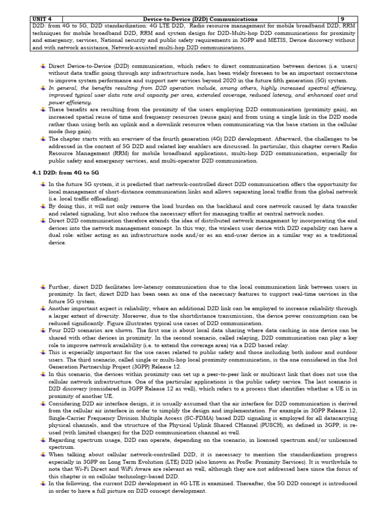 UNIT IV Device-To-Device (D2D) Communications | PDF | 4 G | Cellular ...