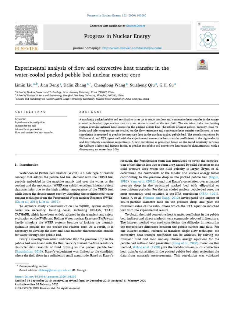 Flow and Heat Transfer in Pebble Bed Reactor | PDF | Heat Transfer ...