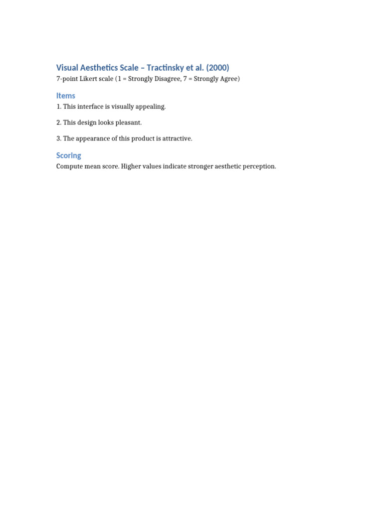 Aesthetic Scale Tractinsky 2000-1 | PDF