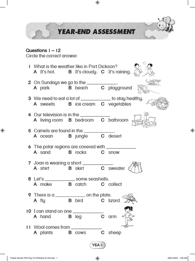 Year-End English Assessment for Year 2 | PDF