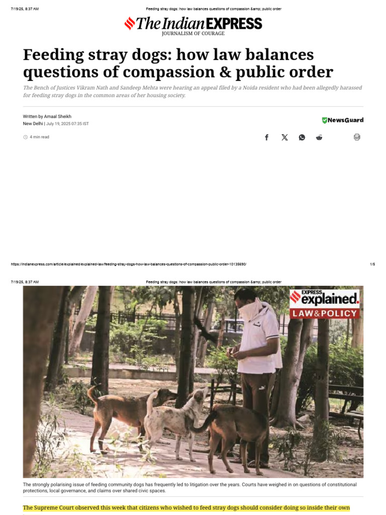Legal Guidelines for Feeding Stray Dogs | PDF | Justice | Crime & Violence