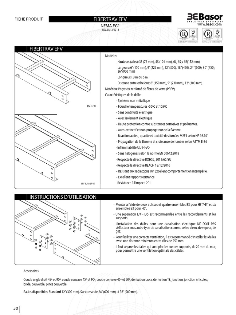 Fiche produit Fibertrav EFV NEMA FG1 | PDF