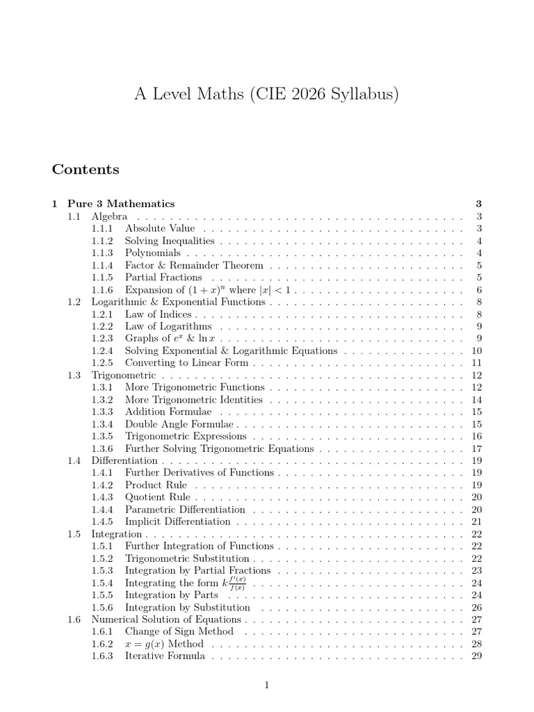 A-LevelMaths P3 | PDF | Arithmetic | Elementary Mathematics